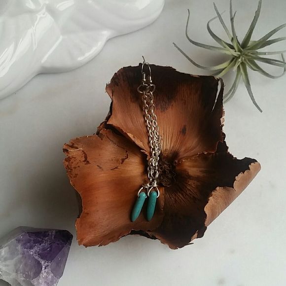 Turquoise Magnesite Earrings Artisan made Boho jewelry - Picture 6 of 9